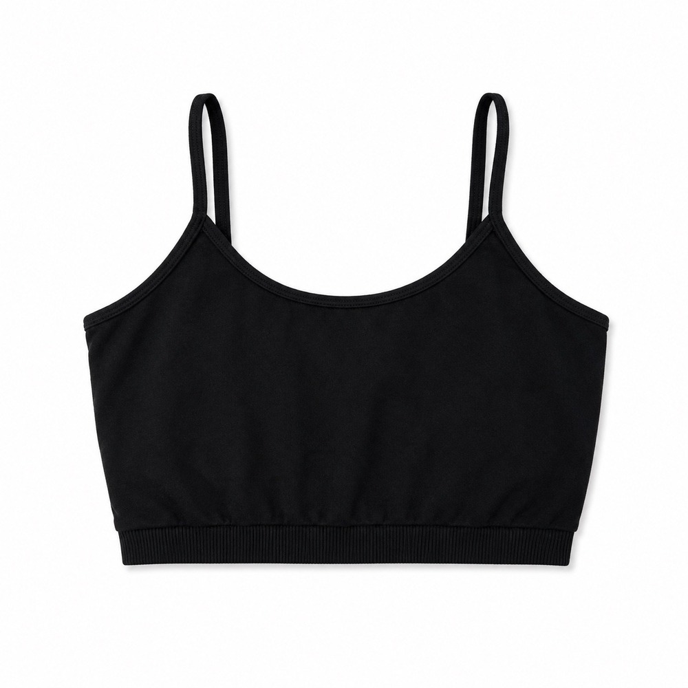 With Black Seamless Ribbed Crop Cami Bralette Nylon Spandex Sports Bra Tank S/M